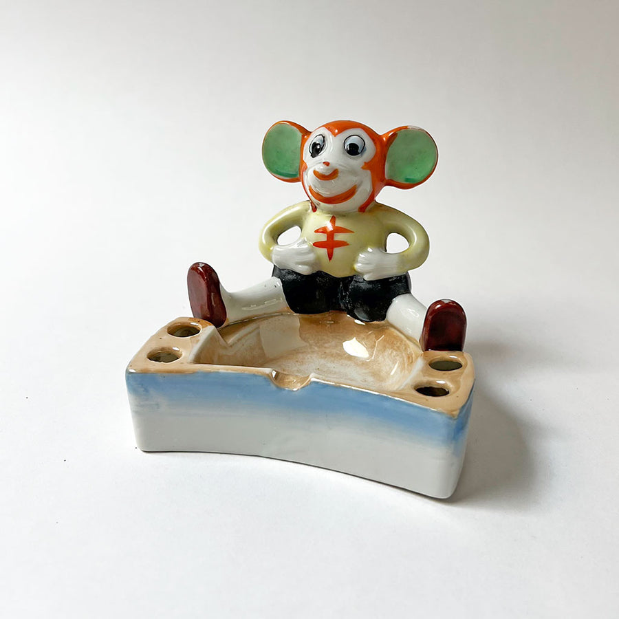 Vintage Seated Mouse Ceramic Ashtray Made in Japan