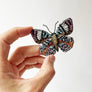 Beaded Multi-Color Speckled Butterfly Embroidered Pin by Trovelore