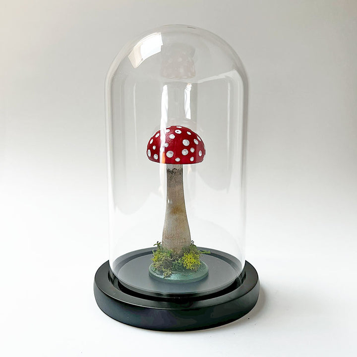 Hand Painted Mushroom Specimen in a Glass Dome (C)