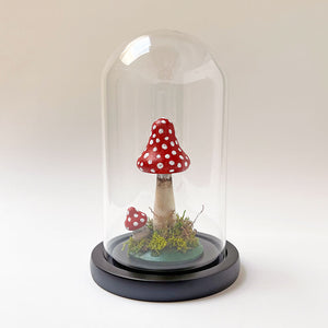 Hand Painted Mushroom Specimen in a Glass Dome (D)