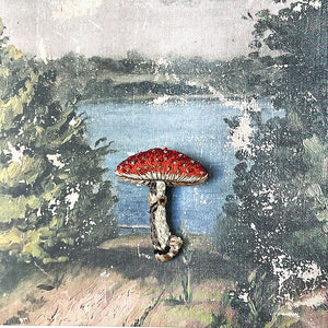Beaded Mushroom Embroidered Pin