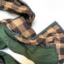 Forest Green & Amber/Brown Plaid Wide Linen Scarf