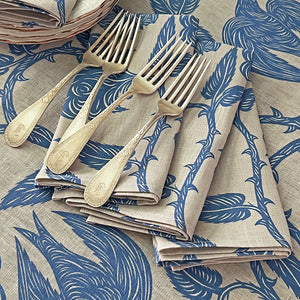 PATCH NYC Hawthorn Garden Cornflower Blue Linen Napkins (Set of 4)