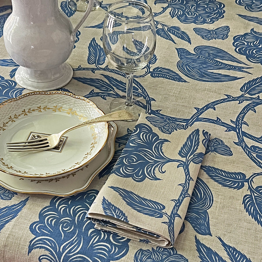 PATCH NYC Hawthorn Garden Cornflower Blue Linen Napkins (Set of 4)