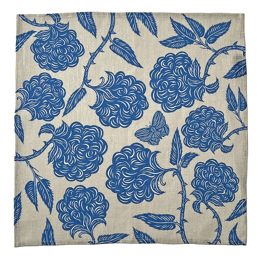 PATCH NYC Hawthorn Garden Cornflower Blue Linen Napkins (Set of 4)