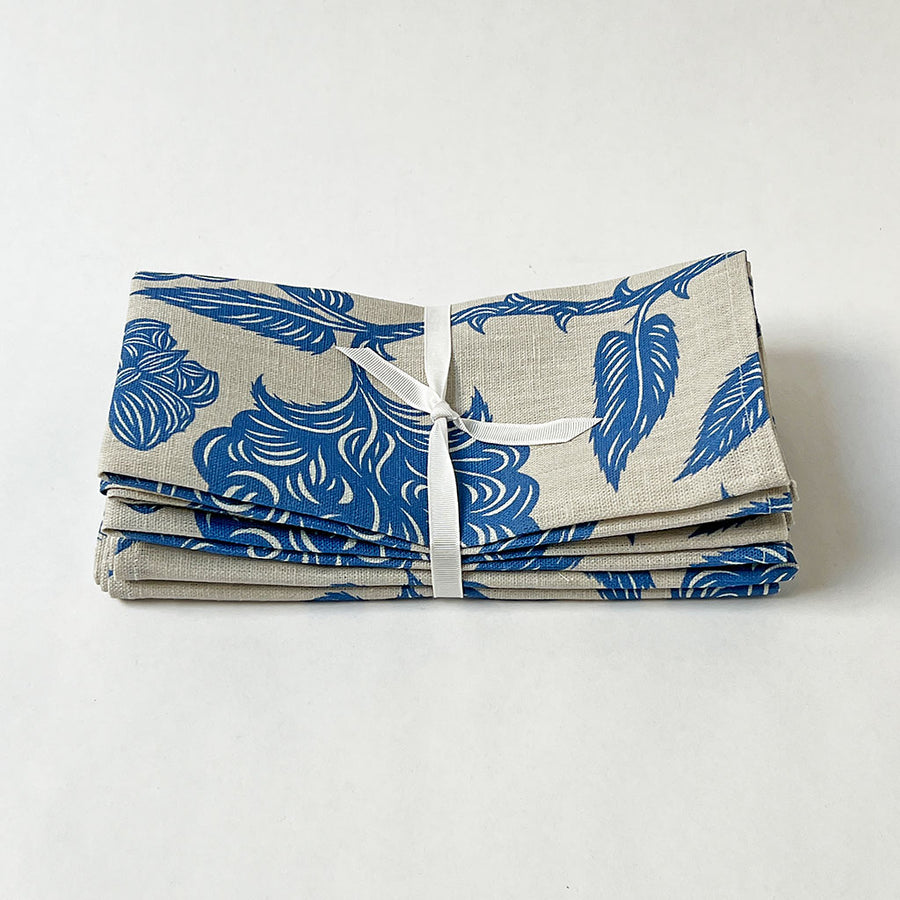 PATCH NYC Hawthorn Garden Cornflower Blue Linen Napkins (Set of 4)