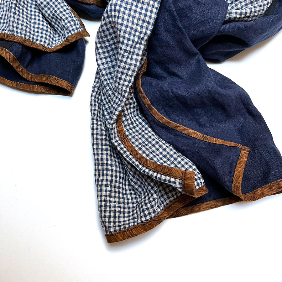 PATCH NYC Navy & Blue Gingham Mixed Fabric Scarf