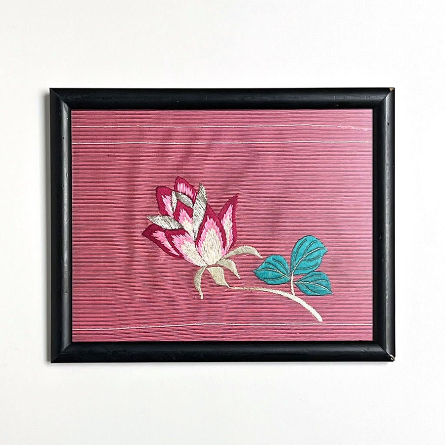Original Japanese Embroidered Flower Vintage Art