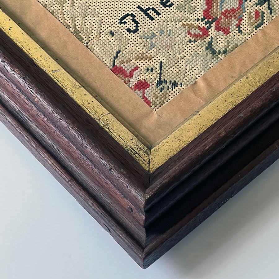 The Child's Amusement - Original Victorian Needlework in Vintage Frame