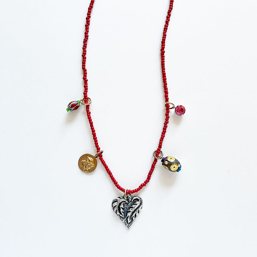 Collage Necklace: Red (10-15)