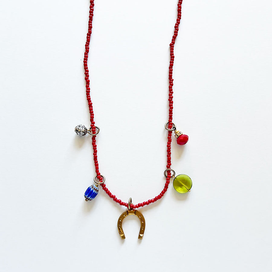 Collage Necklace: Red (10-3)