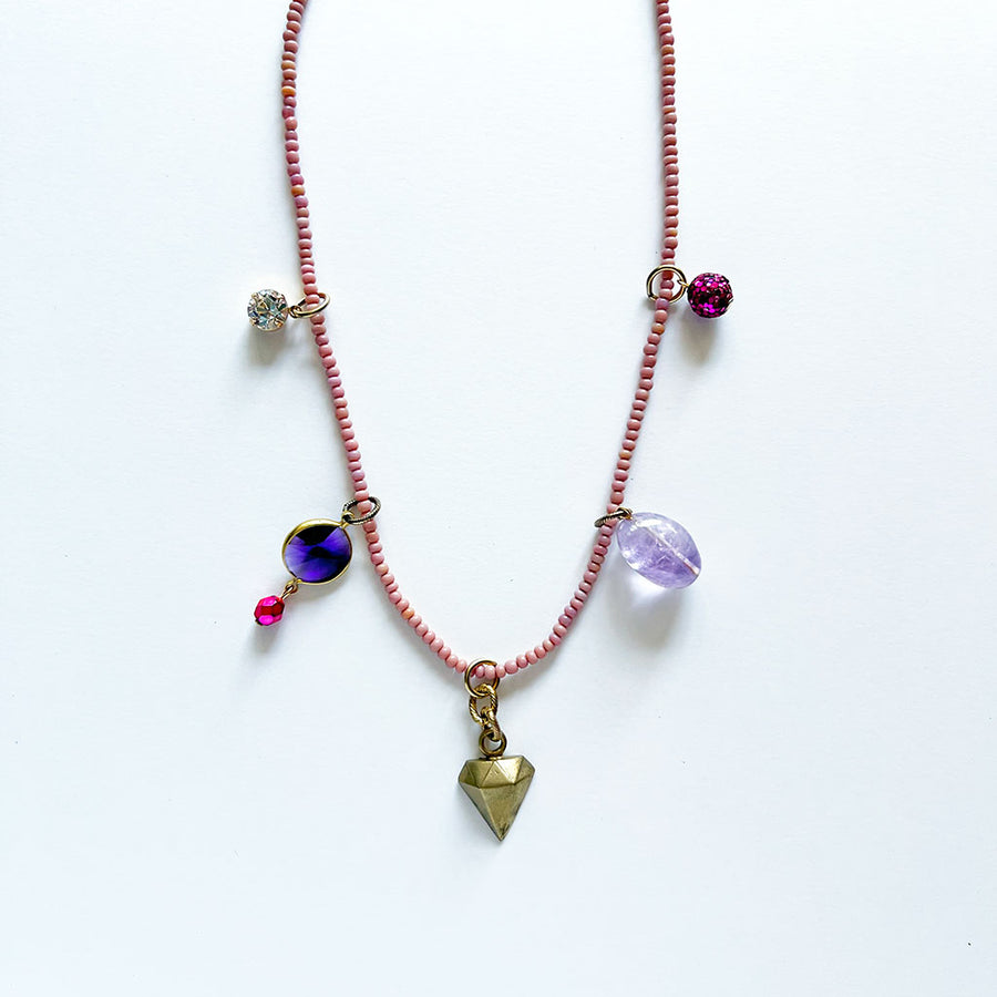 Collage Necklace: Light Pink (10-9)