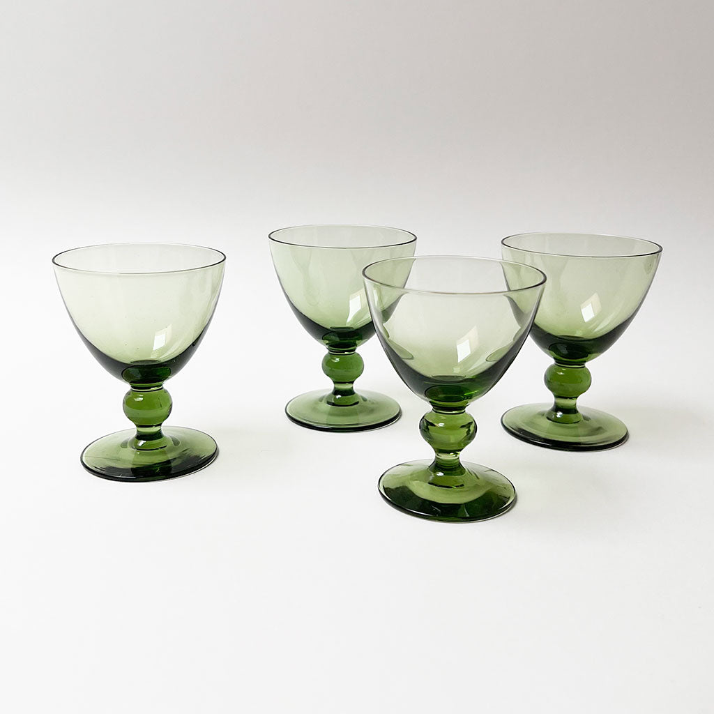 Green Glass Goblets Vintage, Vintage Glass Wine Glasses