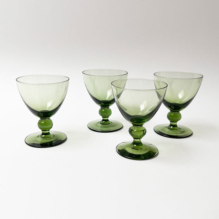 Vintage Cordial Glasses Olive Green (Set of 4)