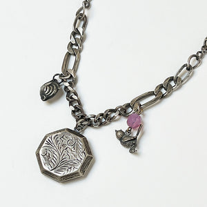 Treasure Necklace: Large Sterling Silver Etched Locket