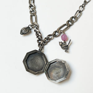 Treasure Necklace: Large Sterling Silver Etched Locket