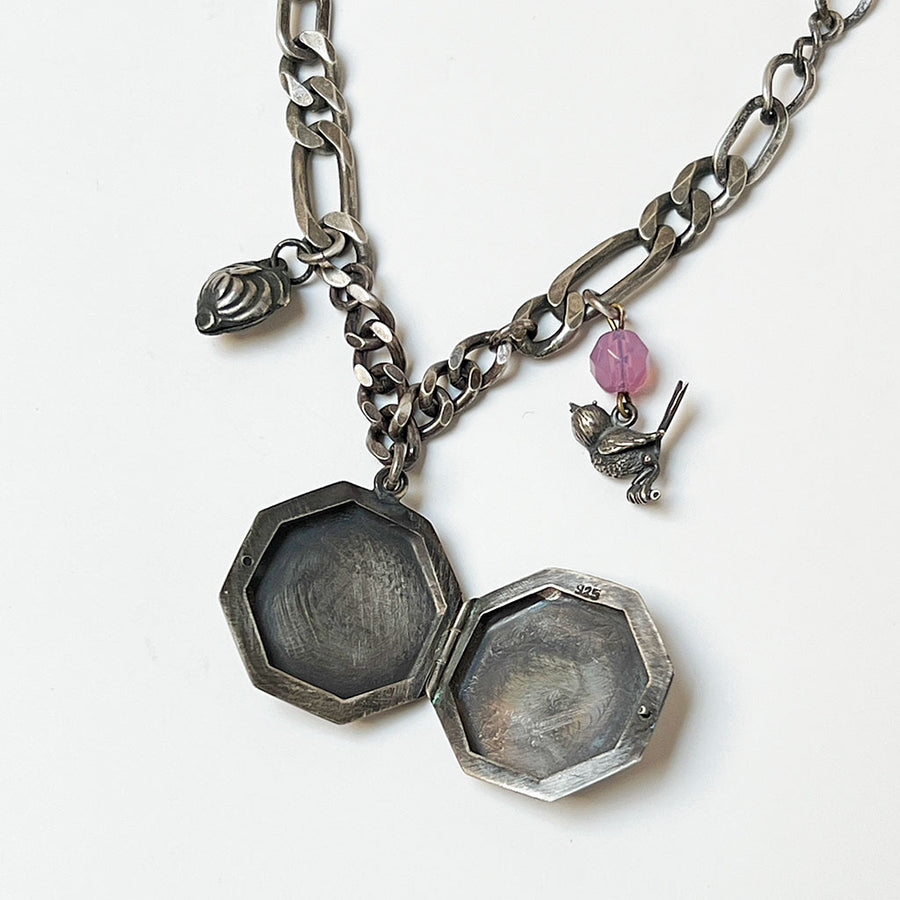 Treasure Necklace: Large Sterling Silver Etched Locket