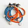 Happy Face Beaded Bracelet (Orange & Blue)