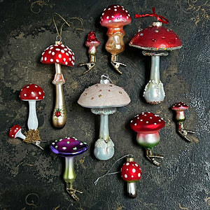 Small Red Cap Mushroom Glass Clip Ornament