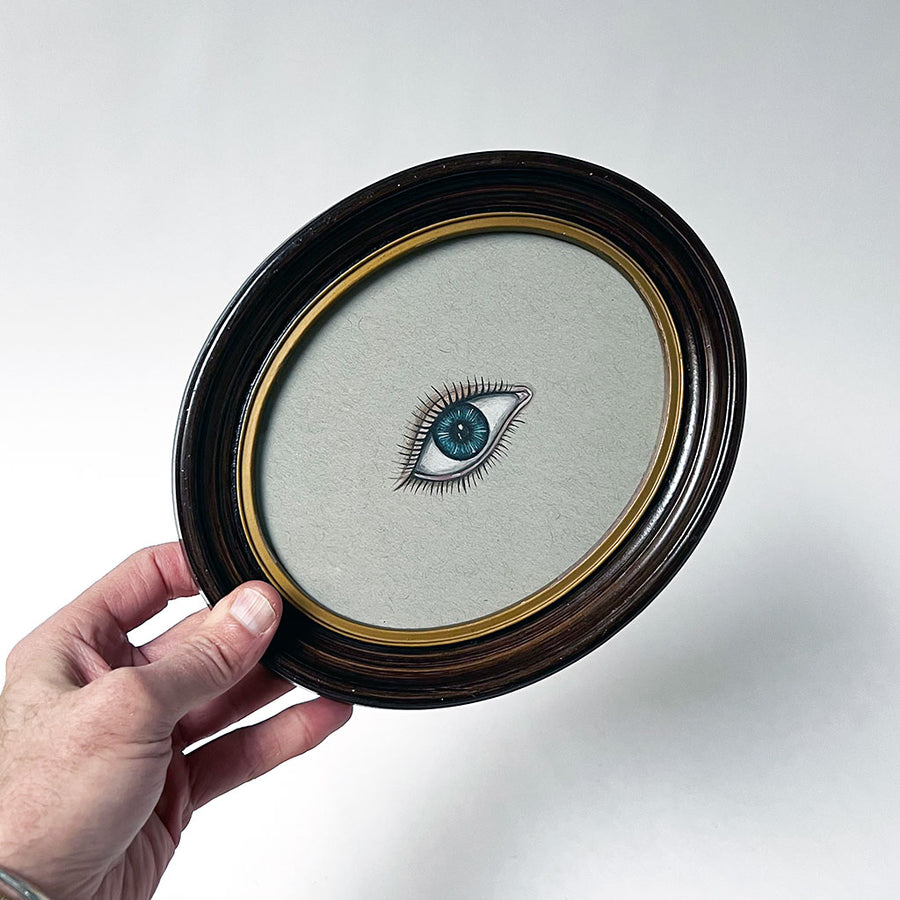 Don Carney Blue Eye Art Print in Vintage Oval Frame