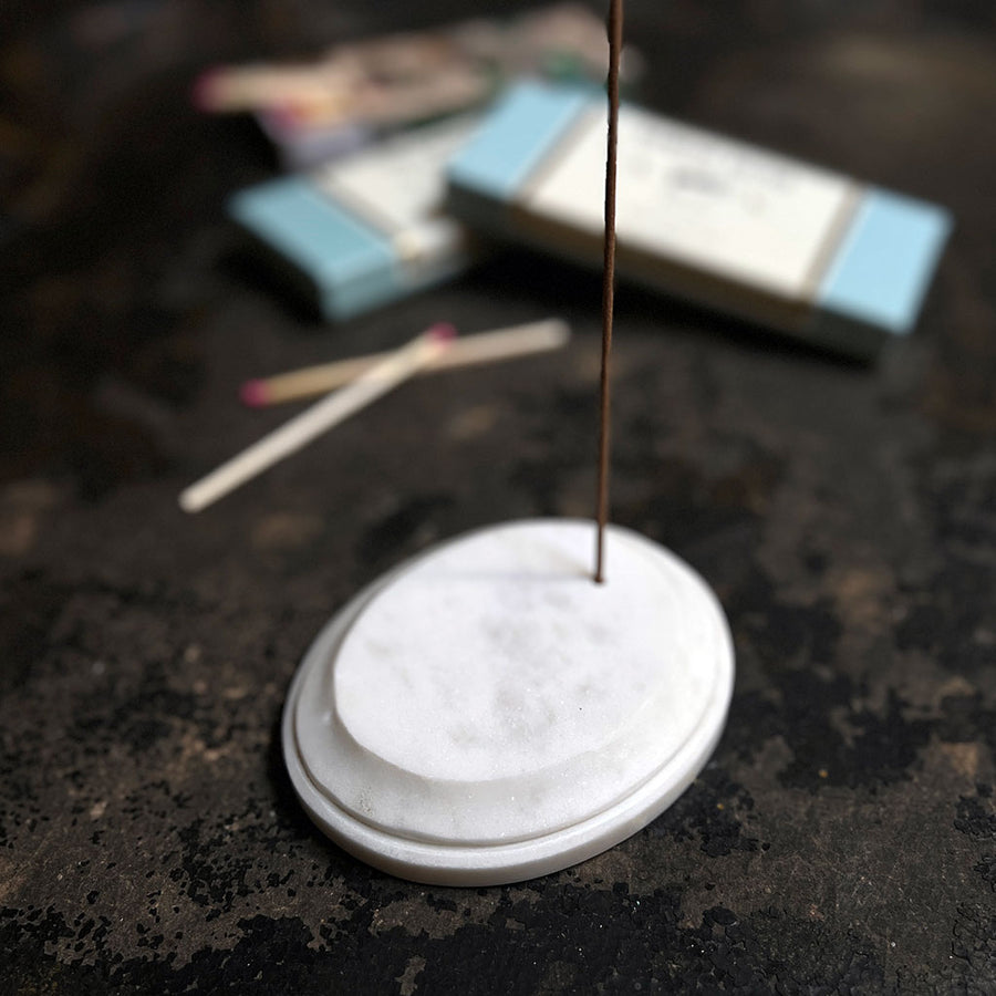 Polished Marble Incense Burner: Oval