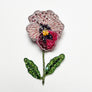 Beaded Pink Pansy Flower Embroidered Pin by Trovelore