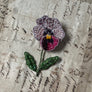 Beaded Pink Pansy Flower Embroidered Pin by Trovelore