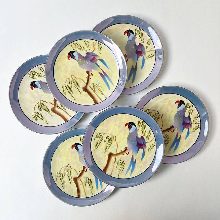 Vintage Hand Painted Parrot Small Plates by Noritake Made in Japan (Set of 6)