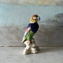 Vintage Ceramic Colorful Parrot Figurine and Flower Frog Made in Japan