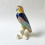 Vintage Ceramic Colorful Parrot Figurine and Flower Frog Made in Japan