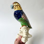 Vintage Ceramic Colorful Parrot Figurine and Flower Frog Made in Japan