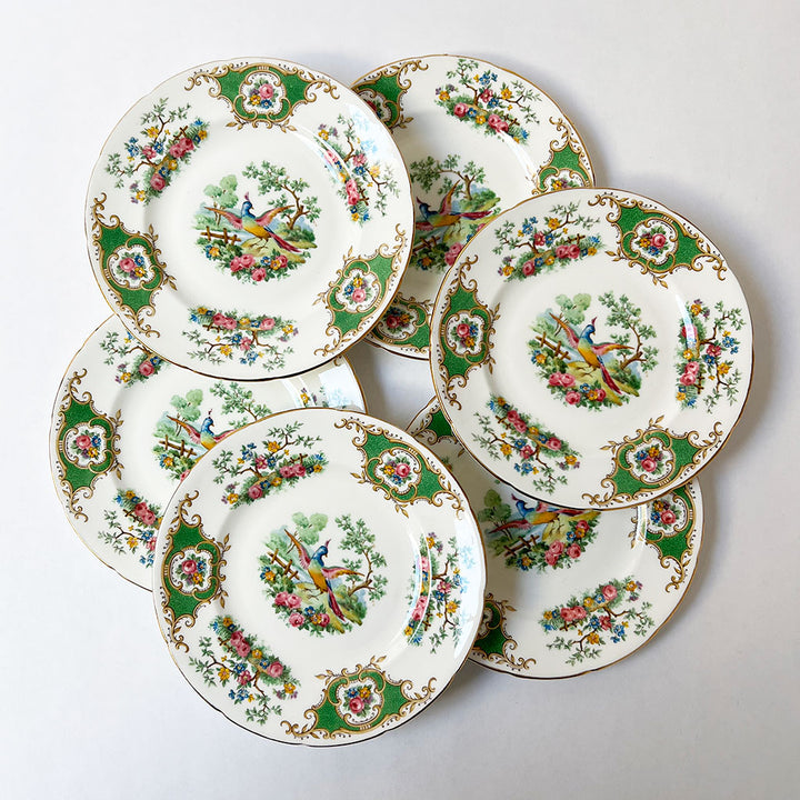 Vintage Decorated Ceramic Dessert Plates by EB Foley Made in England (Set of 6)
