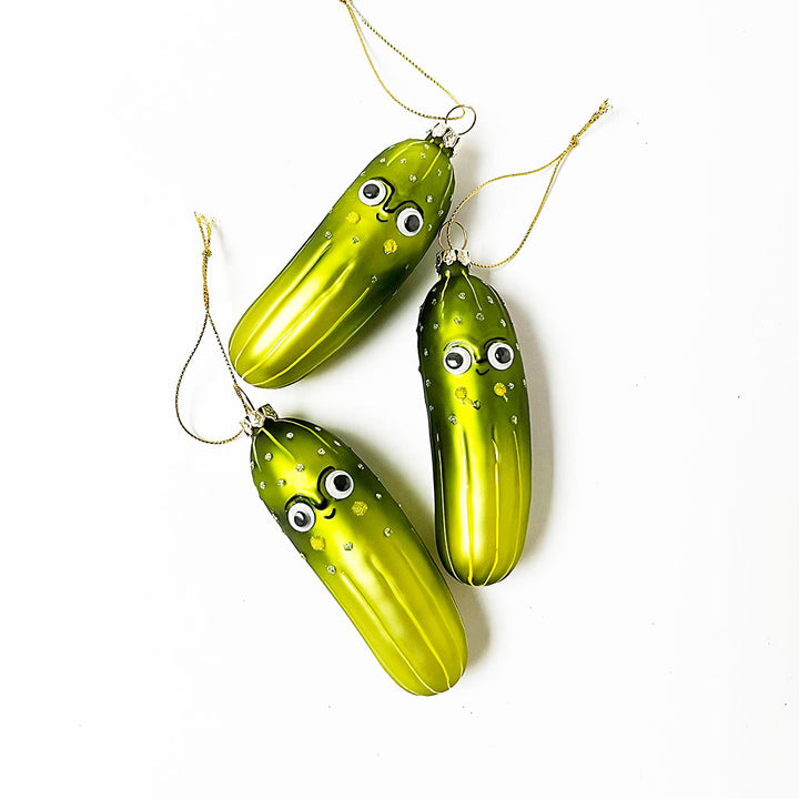 Googly Eye Pickle Glass Ornament