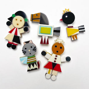 Multi-Color Polished Lucite Pin: Boy