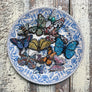Beaded Multi-Color Speckled Butterfly Embroidered Pin by Trovelore