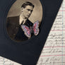 Beaded Pink Butterfly Embroidered Pin by Trovelore