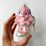 Pink Poodle in a Silver Shoe Glass Ornament