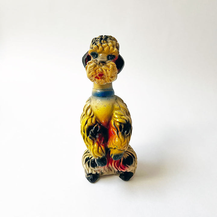 Vintage Chalkware Blue Eyed Poodle Figurine