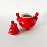 Vintage Red Glaze Stylized Foo Dog Ceramic Incense Burner