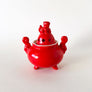 Vintage Red Glaze Stylized Foo Dog Ceramic Incense Burner