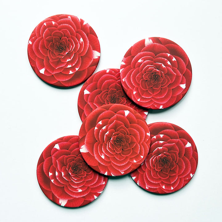 PATCH NYC Red Camellia Coaster Set