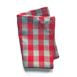 Big Check Linen Tea Towel in Red