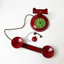 Vintage Big and Little Red Metal Toy Phones (Pair)