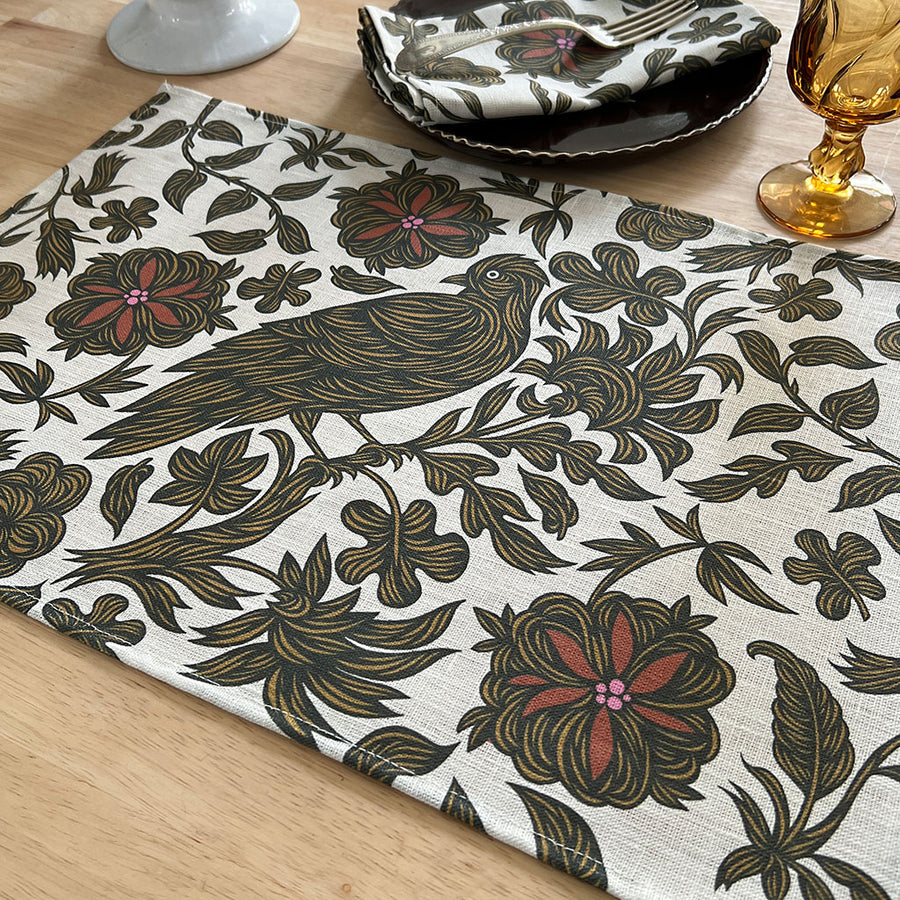 PATCH NYC Regal Bird Spice Linen Placemats (Set of 4)