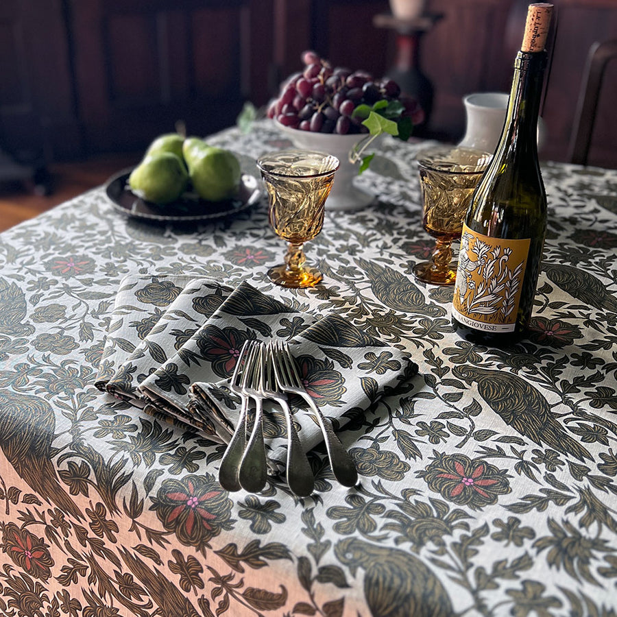 PATCH NYC Regal Bird Spice Linen Tablecloth