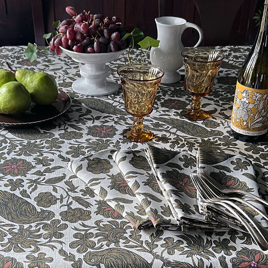 PATCH NYC Regal Bird Spice Linen Tablecloth