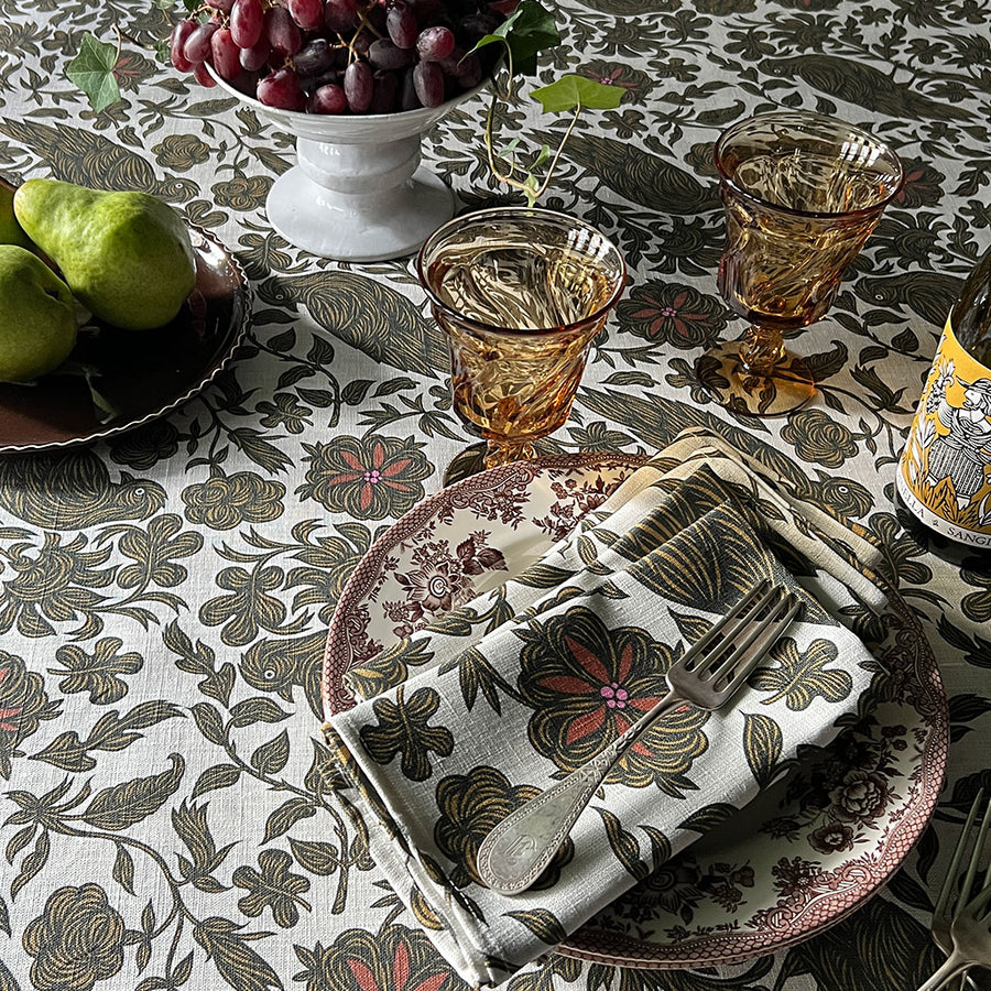 PATCH NYC Regal Bird Spice Linen Tablecloth