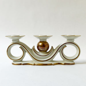 Vintage Porcelain Triple Candle Holder Made in Bavaria
