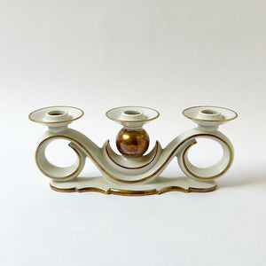 Vintage Porcelain Triple Candle Holder Made in Bavaria
