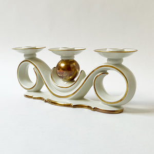 Vintage Porcelain Triple Candle Holder Made in Bavaria
